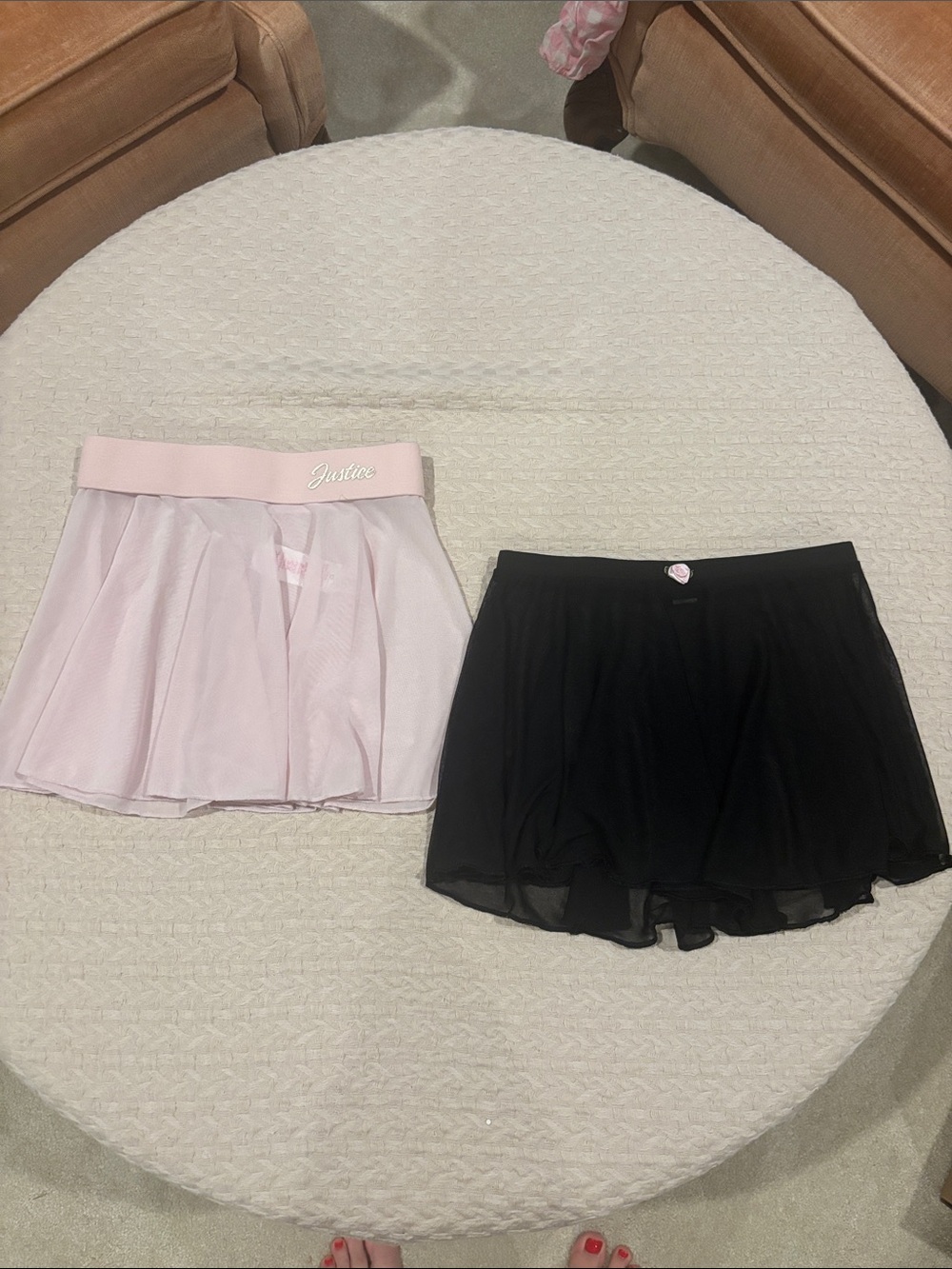 Justice Light Pink Mesh Skirt with Black Skirt Layer - Ballet
